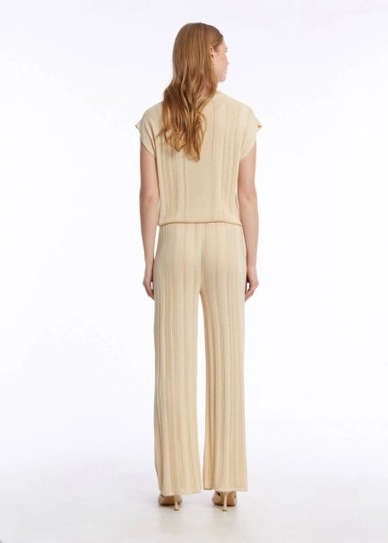 POINTELLA DETAIL SAND KNIT PANTS - 5