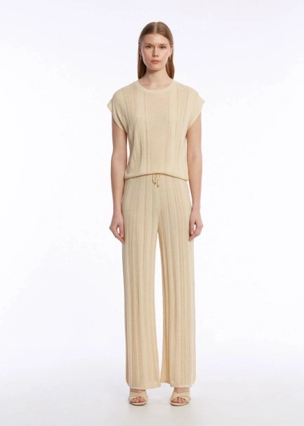 POINTELLA DETAIL SAND KNIT TOP - 2