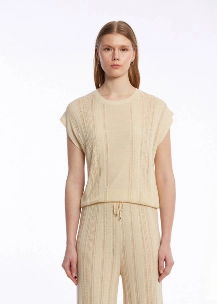 POINTELLA DETAIL SAND KNIT TOP - 1