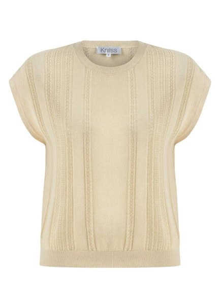POINTELLA DETAIL SAND KNIT TOP - 6