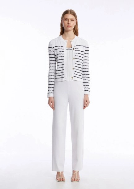 POINTELLA DETAIL WHITE NAVY KNIT CARDIGAN - 2