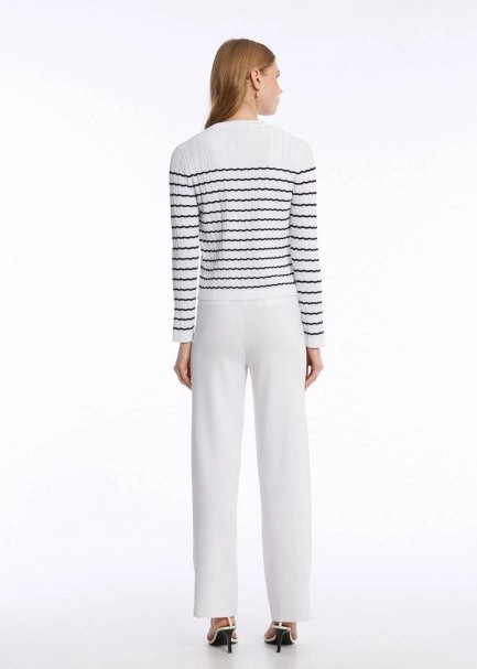 POINTELLA DETAIL WHITE NAVY KNIT CARDIGAN - 7