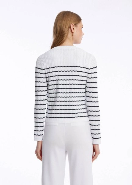 POINTELLA DETAIL WHITE NAVY KNIT CARDIGAN - 5