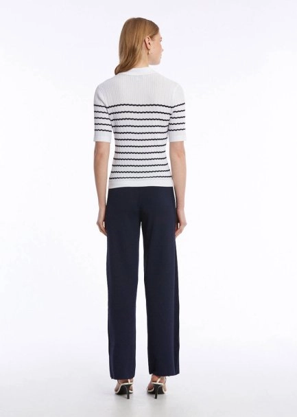 POINTELLA DETAIL WHITE NAVY KNIT TOP - 5