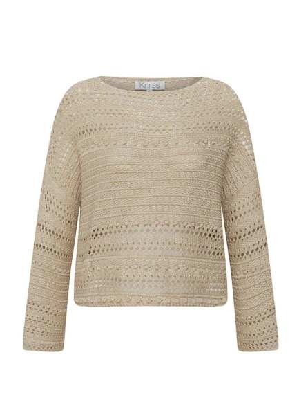 POINTELLA DETAILED OVERSIZE SAND KNIT TOP - 6