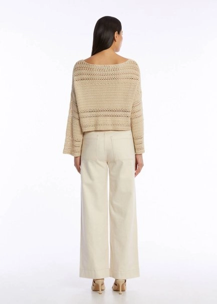 POINTELLA DETAILED OVERSIZE SAND KNIT TOP - 5