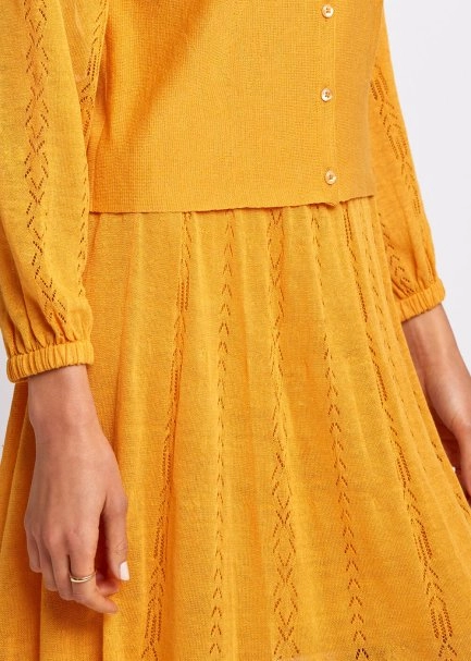 Pointelle Detail Mango Long Knit Skirt With Slit - 6