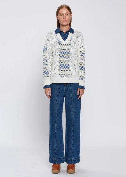 POINTELLE DETAILED DEGRADE BLOCK SWEATER - 2