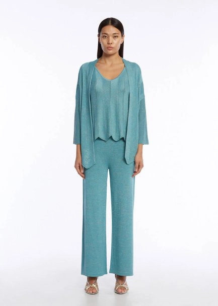 Poıntelle Detaıled Oversıze Aquamarıne Knıt Cardıgan - 2