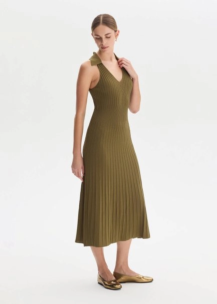 Polo Neck Anıs Knit Dress - 2