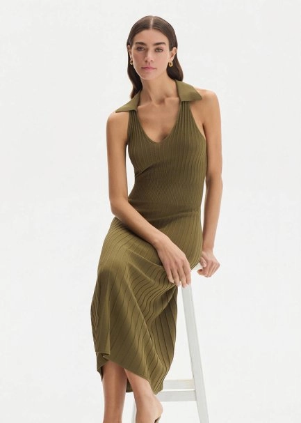 Polo Neck Anıs Knit Dress - 4