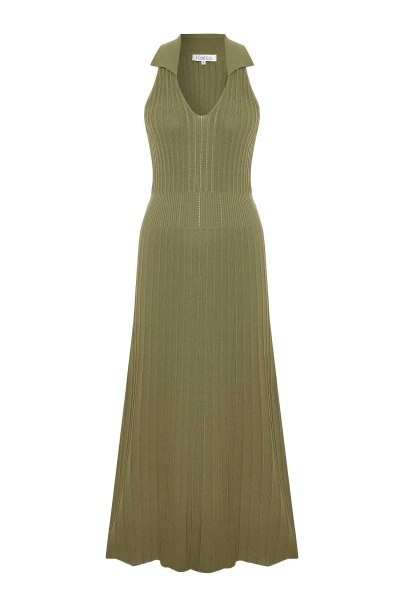 Polo Neck Anıs Knit Dress - 6