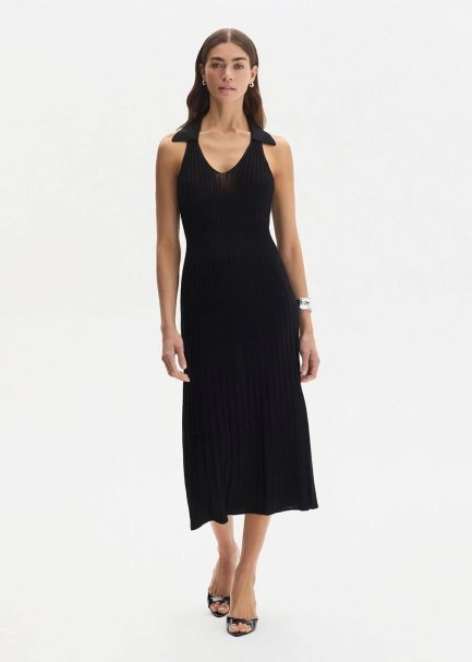 Polo Neck Black Knit Dress - 2