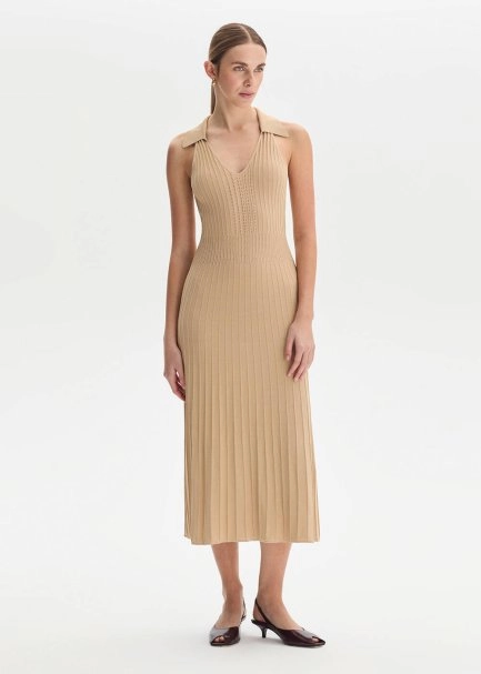 Polo Neck Desert Knit Dress - 3