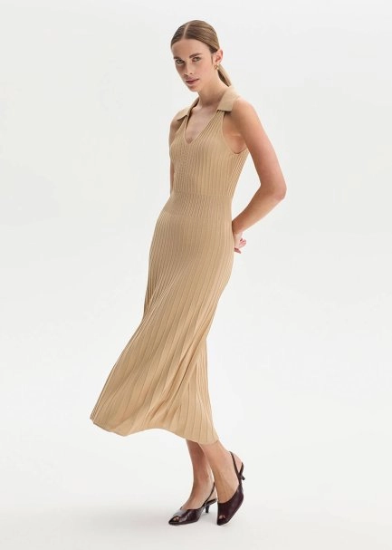 Polo Neck Desert Knit Dress - 4