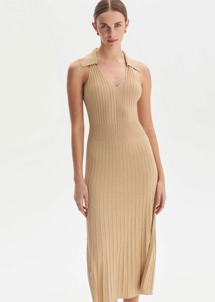 Polo Neck Desert Knit Dress - 2