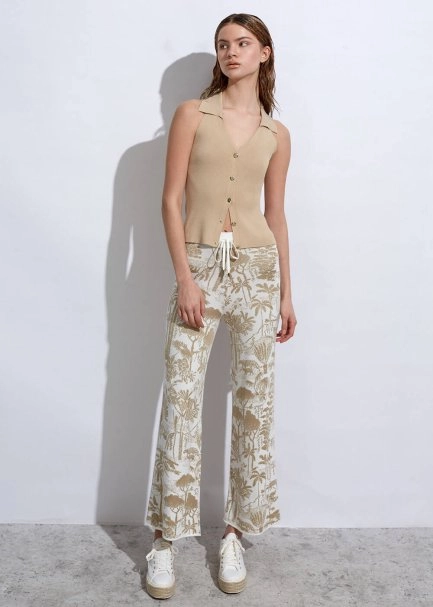 Polo Neck Fıtted Sand Knıt Top - 2