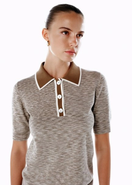 POLO NECK KNIT TOP NATURAL - 2