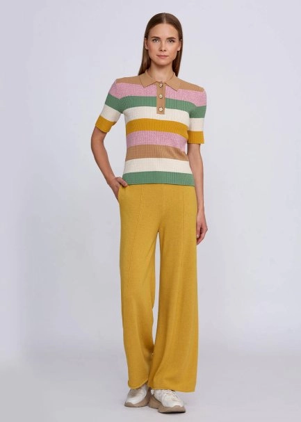 Polo Neck Multicolor Knit Top - 5