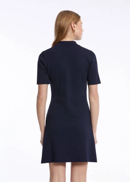 POLO NECK NAVY KNIT DRESS - 4