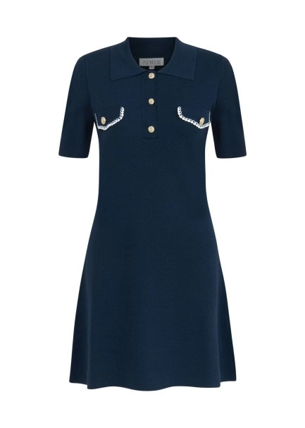 POLO NECK NAVY KNIT DRESS - 6