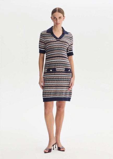 POLO NECK ORGANIC COTTON KNIT DRESS - 1