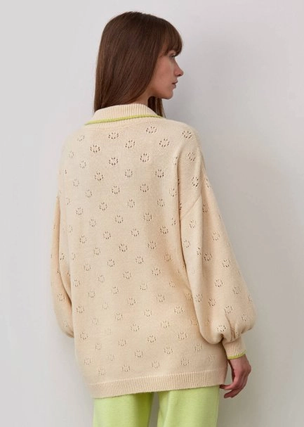 Polo Neck Poıntelle Wool Blend Cream Sweater - 3