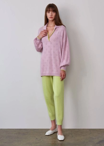 Polo Neck Poıntelle Wool Blend Lılac Sweater - 5