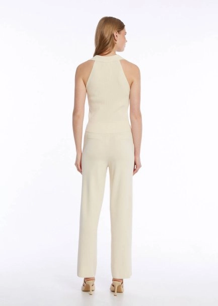 POLO NECK SAND KNIT TOP - 5