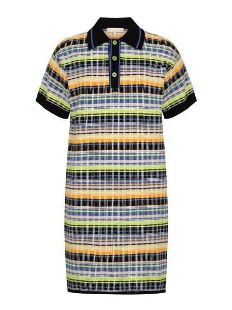 Polo Yaka Çizgi Desen Mini Triko Elbise - 6