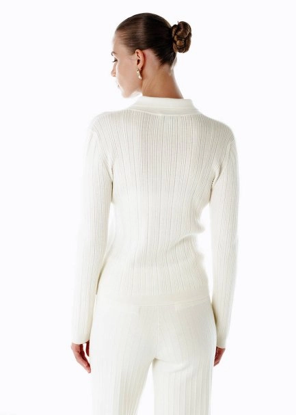 Polo Yaka Extrafıne Merino Yün Karışımlı Triko Ekru - 5