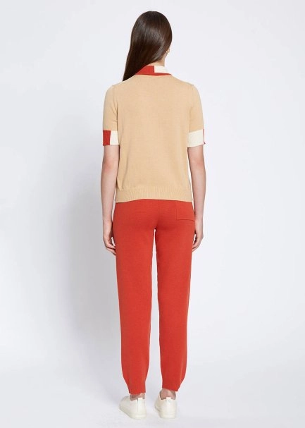 Polo Yaka Kontrast Detaylı Camel Triko Üst - 5