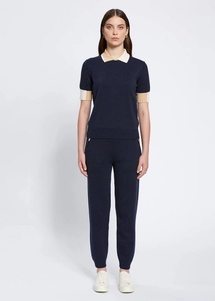 Polo Yaka Kontrast Detaylı Lacivert Triko Üst - 2