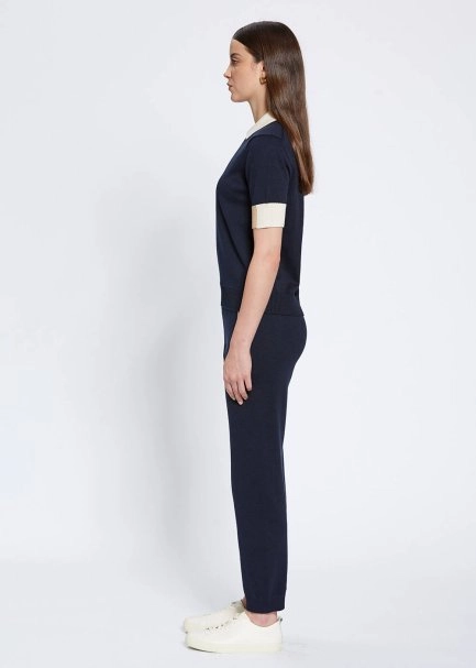 Polo Yaka Kontrast Detaylı Lacivert Triko Üst - 4