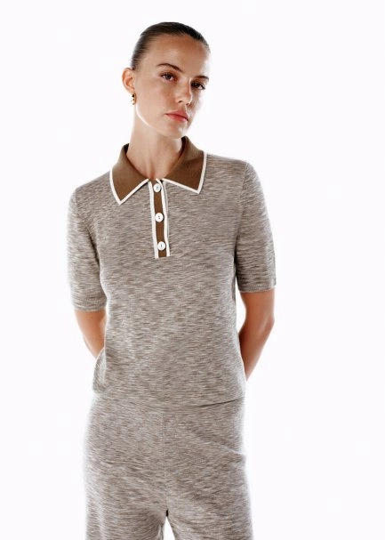 Polo Yaka Triko Üst Naturel - 4