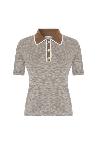 Polo Yaka Triko Üst Naturel - 6