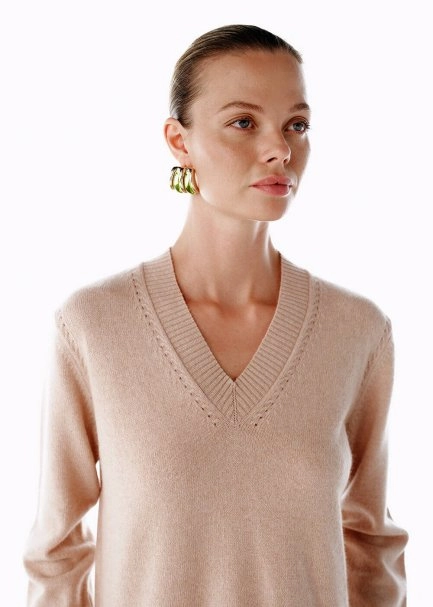 POWDER V NECK CASHMERE SWEATER - 3