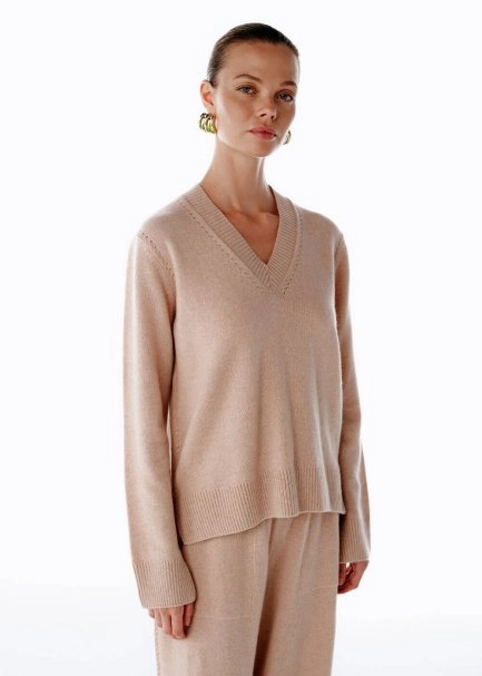 POWDER V NECK CASHMERE SWEATER - 4