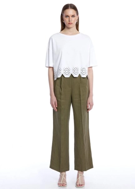 PURE COTTON EMBROIDERIED WHITE T-SHIRT - 2