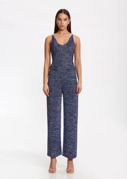 Rahat Kesim Lacivert Triko Pantolon - 1