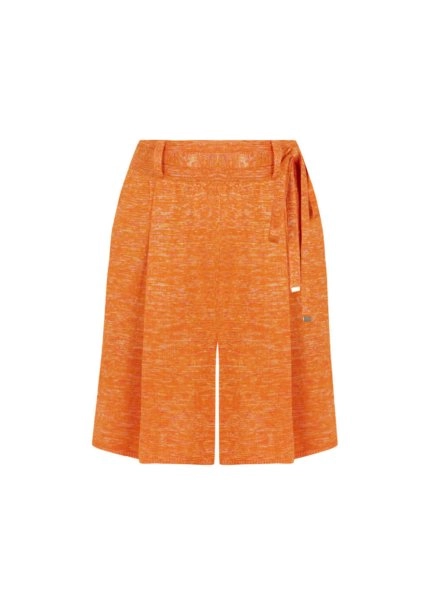 Rahat Kesim Pileli Turuncu Triko Şort - 6