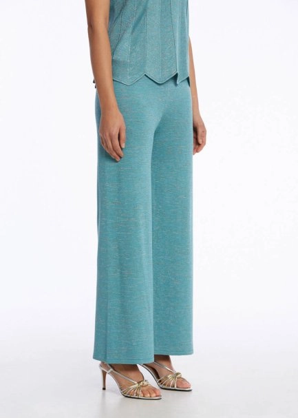 Rahat Kesim Turkuaz Triko Pantolon - 3