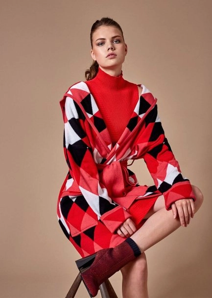 RASPBERRY CASHMERE WOOL LONG COAT - 1