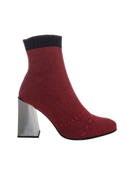 RED LUREX KNIT SOCK BOOTIES - 6