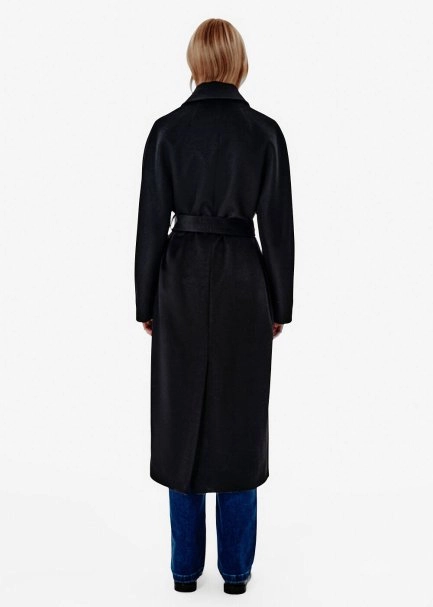 Regular-Fit Belted Double-Breasted Black Coat - 5