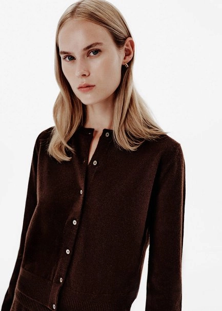 Regular Fit Brown Cashmere Cardigan - 3