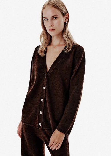 Regular Fit Brown Cashmere Long Cardigan - 3