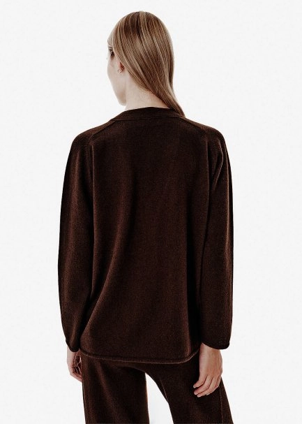 Regular Fit Brown Cashmere Long Cardigan - 5