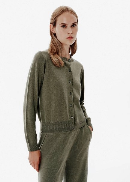 Regular Fit Green Cashmere Cardigan - 3
