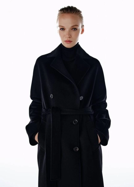 REGULAR FIT WOOL COAT BLACK - 2